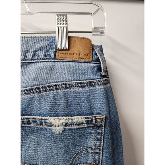 American Eagle AEO Mom Jeans Distressed Denim Blue Womens Size 2 Regular 2R - Picture 4 of 8